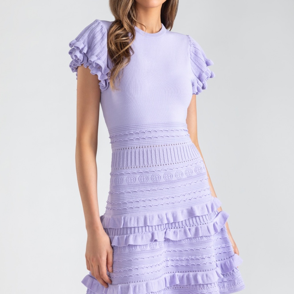 Shoshanna Sofie Frill dress Small Lavender
